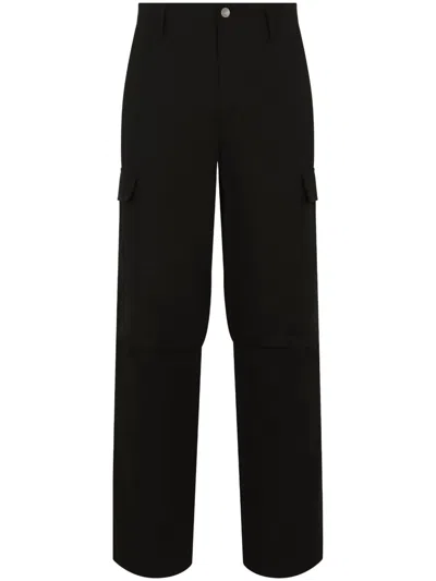 Dolce & Gabbana Straight-leg Cotton Cargo Trousers In Black