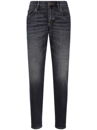 Dolce & Gabbana Straight-leg Cotton Jeans In Gray
