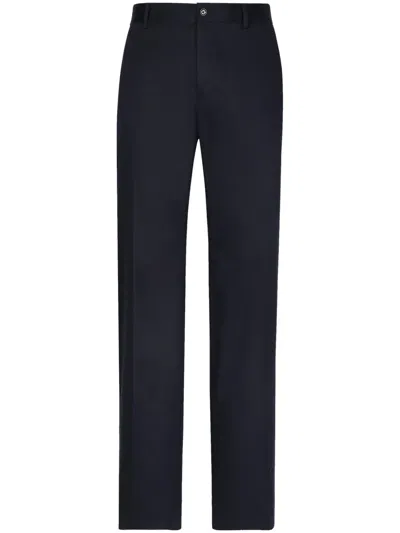 Dolce & Gabbana Straight-leg Cotton Trousers In Blue
