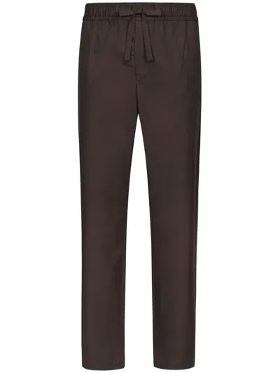 Dolce & Gabbana Straight-leg Cotton Trousers In Brown