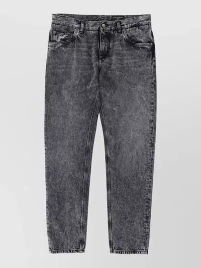 Dolce & Gabbana Straight Leg Denim Jeans Five Pocket Belt Loops In Gray