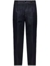 Dolce & Gabbana Logo-plaque Cotton Tailored Trousers In Navy