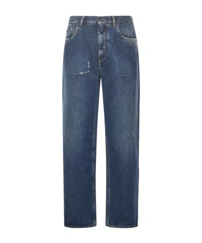 Dolce & Gabbana Dolce  Gabbana Straight Leg Distressed Jeans In Blue
