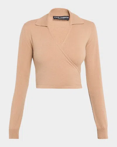 Dolce & Gabbana Straight-leg Gabardine Pull-on Pants In Brown