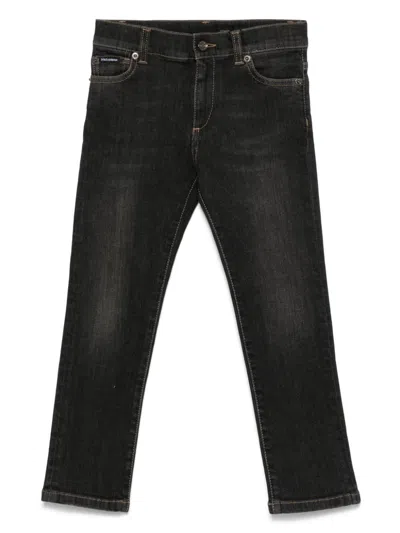 Dolce & Gabbana Kids' Straight-leg Jeans In Black