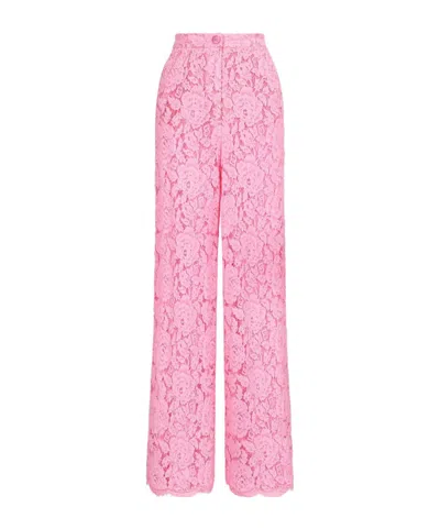 Dolce & Gabbana Dolce  Gabbana Straight Leg Lace Trousers In Pink