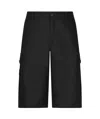 Dolce & Gabbana Black Bermuda Shorts With Pockets In Linen Man In Black