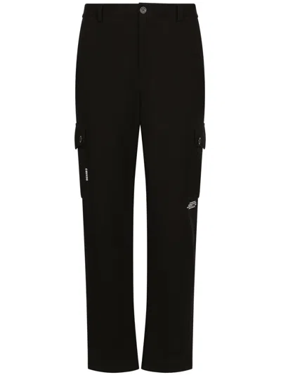Dolce & Gabbana Straight-leg Logo-print Trousers In Black