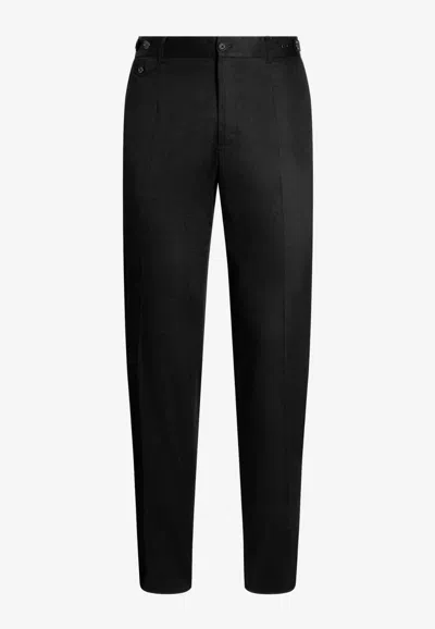 Dolce & Gabbana Straight-leg Pants With Logo-label In Black