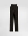 Dolce & Gabbana Straight-leg Pinstripe Wool Pants With Turn-ups In Multicolor