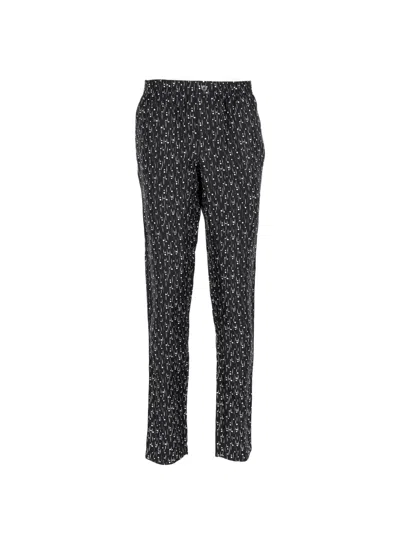 Pre-owned Dolce & Gabbana Straight-leg Printed Trousers In Black