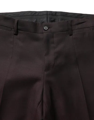 Dolce & Gabbana Straight Leg Silk Dress Trousers In Brown
