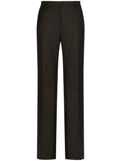 Dolce & Gabbana Straight-leg Stretch-wool Trousers In Black