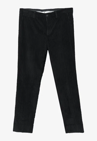 Dolce & Gabbana Straight-leg Tailored Velvet Pants In Black
