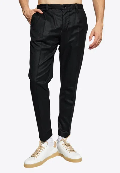 Dolce & Gabbana Straight-leg Tailored Wool Pants In Black