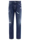 DOLCE & GABBANA STRAIGHT LEG  WITH RIPPED DETAILS JEANS BLUE
