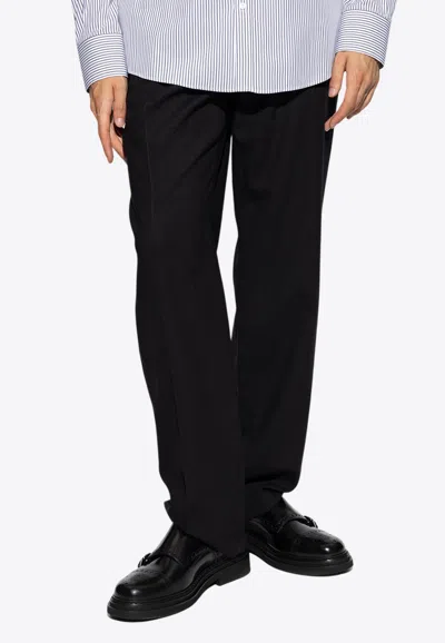 Dolce & Gabbana Straight-leg Wool Pants In Black