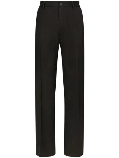 Dolce & Gabbana Cotton Blend Straight Pants In Black