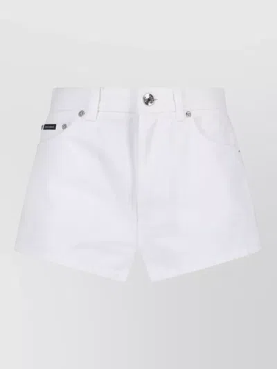 Dolce & Gabbana Straight Shorts Belt Loops Back Pockets In White