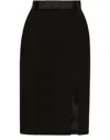 Dolce & Gabbana Bow Waist Wool Blend Pencil Skirt In Black