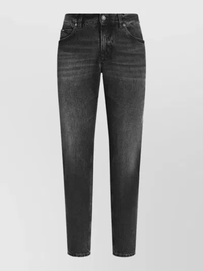 Dolce & Gabbana Straight Trousers Silk Nylon Five Pockets Belt In Gray