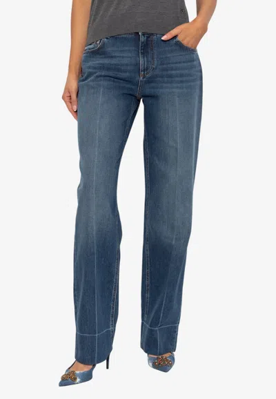 Dolce & Gabbana Straight-leg Faded Jeans In Blue