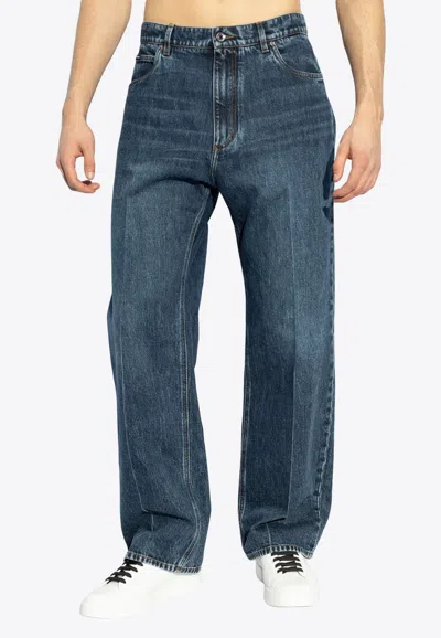 Dolce & Gabbana Straight-leg Faded Jeans In Navy