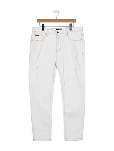 Pre-owned Dolce & Gabbana Straight-leg Jeans In White