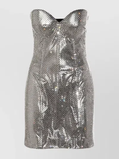 DOLCE & GABBANA STRAPLESS FITTED METALLIC SEQUIN DRESS