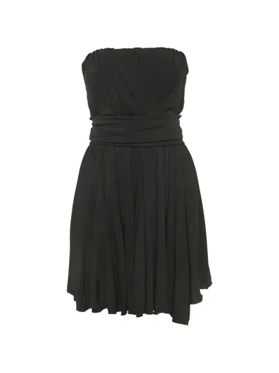 Pre-owned Dolce & Gabbana Strapless Flared Mini Dress In Black