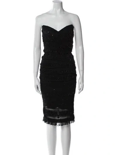 Pre-owned Dolce & Gabbana Strapless Knee-length Dress In Black
