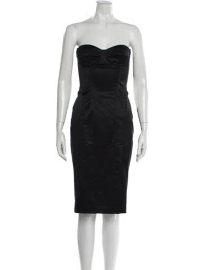 Pre-owned Dolce & Gabbana Strapless Knee-length Dress In Black
