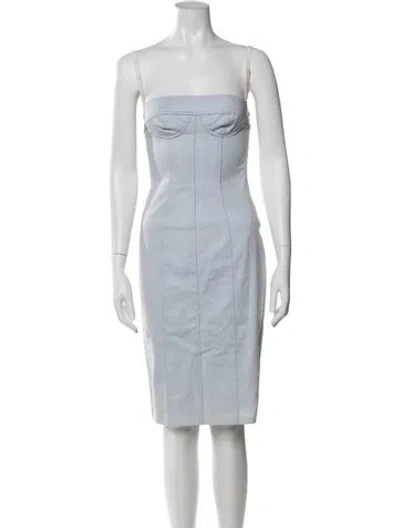 Pre-owned Dolce & Gabbana Strapless Knee-length Dress In Blue