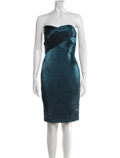 Pre-owned Dolce & Gabbana Strapless Knee-length Dress In Blue