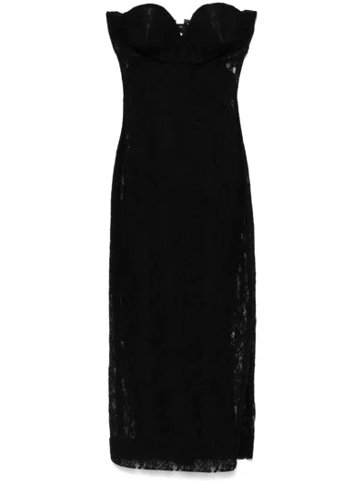 DOLCE & GABBANA SCHULTERFREIES SPITZENKLEID