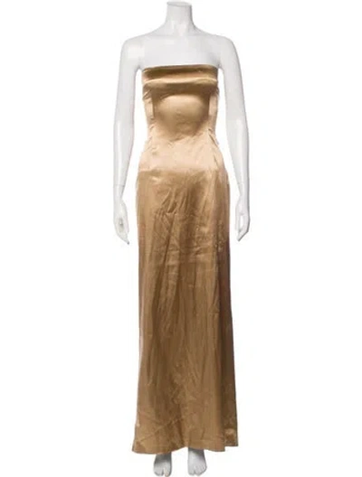 Pre-owned Dolce & Gabbana Strapless Long Dress In Brown