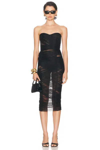 Dolce & Gabbana Strapless Midi Dress In Black