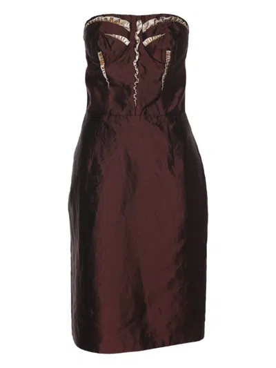 Pre-owned Dolce & Gabbana Strapless Midi Dress In Red