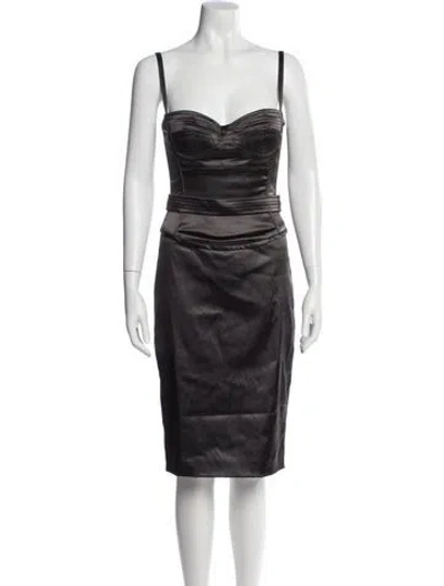 Pre-owned Dolce & Gabbana Strapless Midi Length Dress In Gray