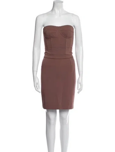 Pre-owned Dolce & Gabbana Strapless Mini Dress In Brown