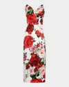 Dolce & Gabbana Bustier Midi Dress With Floral Print In Whtprtflow