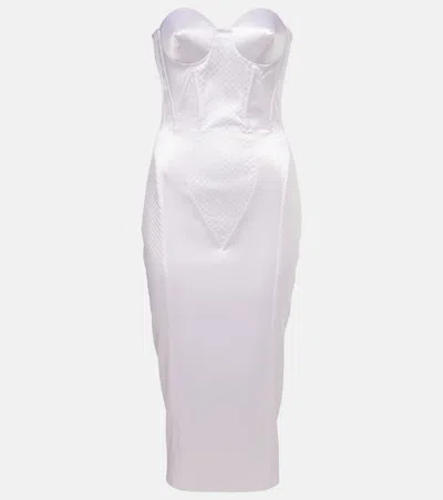 Dolce & Gabbana Strapless Satin Corset Dress In Weiss