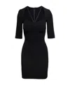 Dolce & Gabbana Black Mini Dress With Short Sleeves And Neckline Detail In Viscose Blend Woman In Black