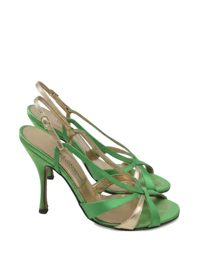 Pre-owned Dolce & Gabbana Strappy Heeled Sandals In Green