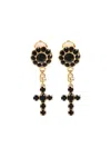 Dolce & Gabbana Elegant Gold Earrings With Black Cross Pendant In Gold