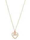 Dolce & Gabbana Heart And Logo Rhinestones Pendant Necklace Accessories In Gold