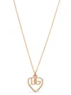 Dolce & Gabbana Heart And Logo Rhinestones Pendant Necklace Accessories In Gold