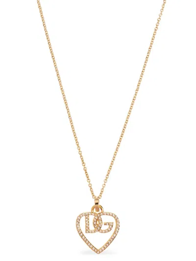 Dolce & Gabbana Strass Logo Necklace In Gold