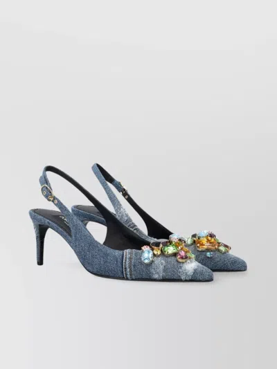 Dolce & Gabbana 60 Crystal-embellished Patchwork Denim Pumps In Blue
