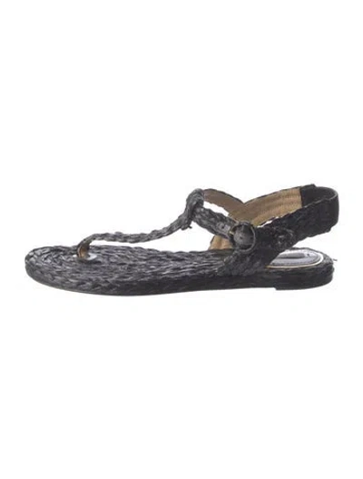 Pre-owned Dolce & Gabbana Straw Espadrilles In Black